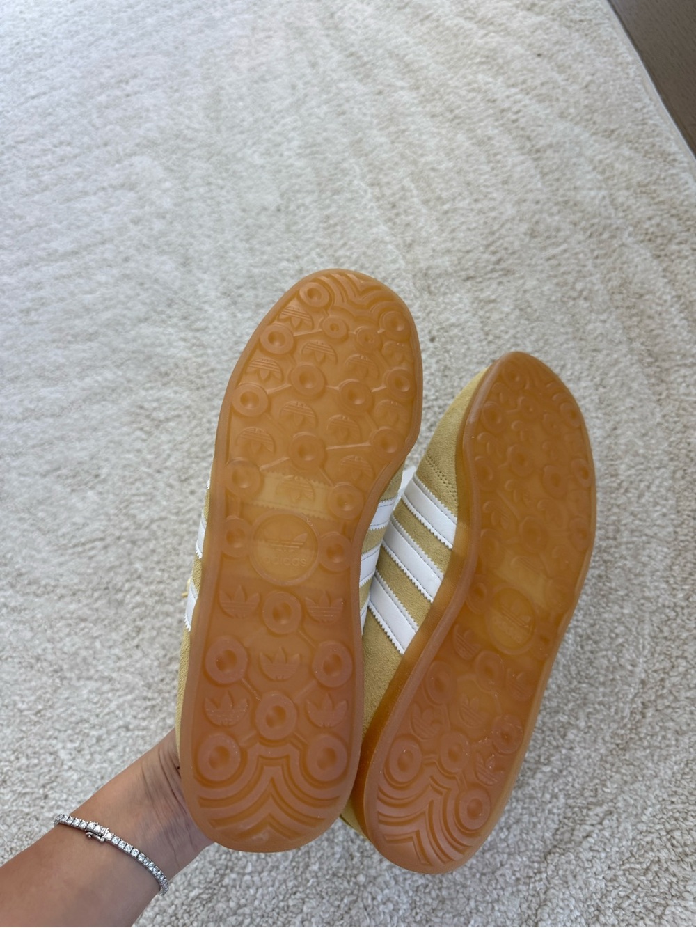 adidas Yellow Suede Sneakers with White Stripes - Picture 5 of 5